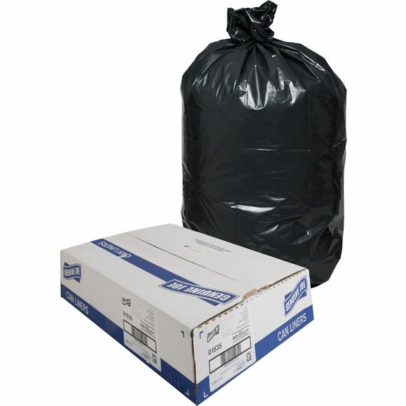 Genuine Joe Heavy-Duty Trash Can Liners, 60 Gallon, 50 per Box, GJO01535, Black - Picture 3 of 6